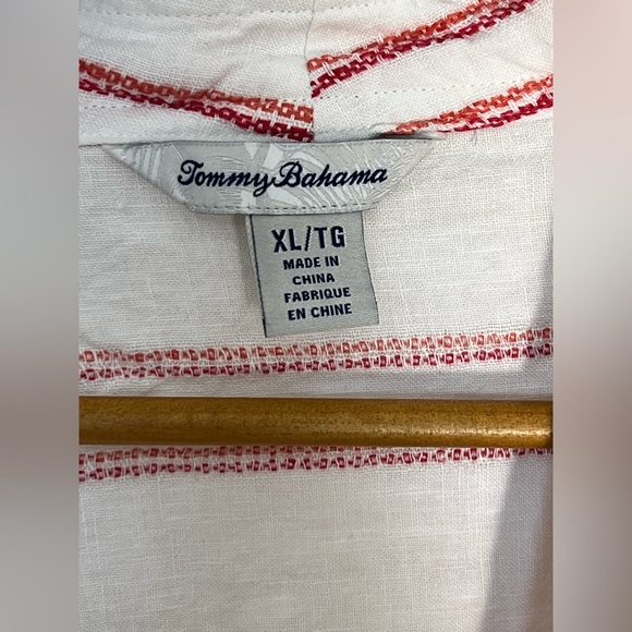 Tommy Bahama Linen Jacket Womens XL Marcella Stripe Bell Sleeve Pink - Picture 2 of 10